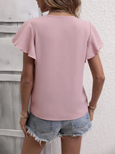 Load image into Gallery viewer, Ruffled V-Neck Short Sleeve Blouse
