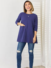 Load image into Gallery viewer, Pocketed Round Neck Half Sleeve Blouse
