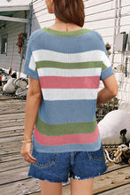 Load image into Gallery viewer, Striped Round Neck Short Sleeve Knit Top
