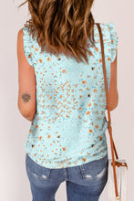 Load image into Gallery viewer, Printed Tie Neck Ruffle Trim Top
