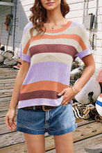 Load image into Gallery viewer, Striped Round Neck Short Sleeve Knit Top
