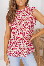 Load image into Gallery viewer, Floral Ruffle Sleeveless Top
