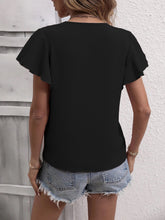 Load image into Gallery viewer, Ruffled V-Neck Short Sleeve Blouse
