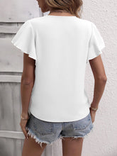 Load image into Gallery viewer, Ruffled V-Neck Short Sleeve Blouse
