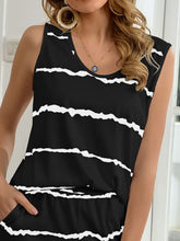 Load image into Gallery viewer, Striped Round Neck Tank and Shorts Lounge Set

