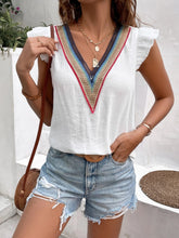 Load image into Gallery viewer, Ruffled V-Neck Cap Sleeve Blouse
