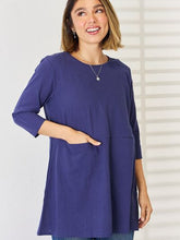 Load image into Gallery viewer, Pocketed Round Neck Half Sleeve Blouse
