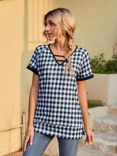 Load image into Gallery viewer, Houndstooth V-Neck Short Sleeve T-Shirt
