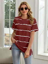 Load image into Gallery viewer, Striped Round Neck Short Sleeve T-Shirt

