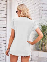 Load image into Gallery viewer, Eyelet V-Neck Petal Sleeve Blouse
