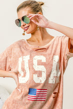 Load image into Gallery viewer, BiBi Washed American Flag Graphic Distressed T-Shirt
