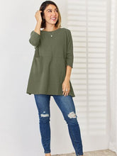 Load image into Gallery viewer, Pocketed Round Neck Half Sleeve Blouse
