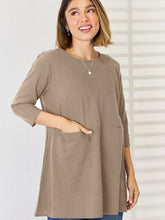 Load image into Gallery viewer, Pocketed Round Neck Half Sleeve Blouse
