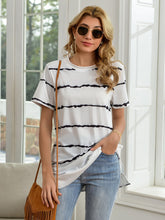 Load image into Gallery viewer, Striped Round Neck Short Sleeve T-Shirt
