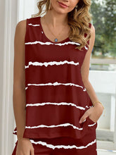 Load image into Gallery viewer, Striped Round Neck Tank and Shorts Lounge Set
