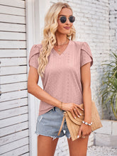 Load image into Gallery viewer, Eyelet V-Neck Petal Sleeve Blouse
