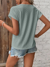 Load image into Gallery viewer, Eyelet V-Neck Short Sleeve Blouse
