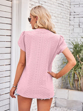 Load image into Gallery viewer, Eyelet V-Neck Petal Sleeve Blouse

