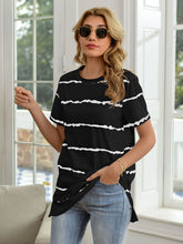 Load image into Gallery viewer, Striped Round Neck Short Sleeve T-Shirt
