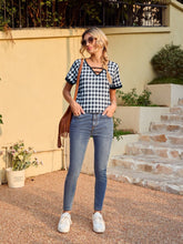Load image into Gallery viewer, Houndstooth V-Neck Short Sleeve T-Shirt
